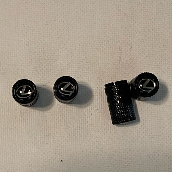 Lexus logo valve Stem caps in Black set of 4. NWT - Picture 1 of 4